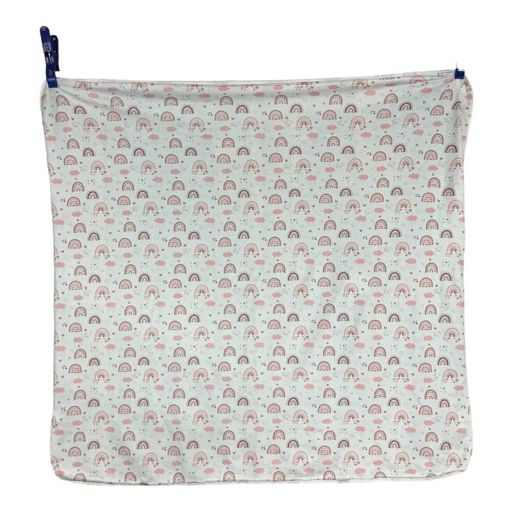 Shein Pink Rainbow Cloud Stretchy Swaddle Baby Blanket Girl Heart